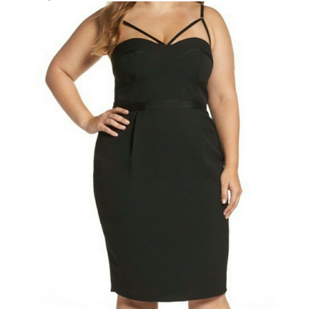 City Chic Undress Me Strappy Corset Bodice Sheath Dress